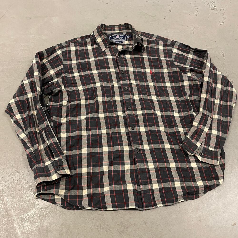 Y2K polo sport flannel button up shirt